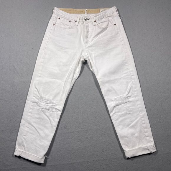 Rag and Bone Jeans 26 Nina High-Rise Straight‎ - Summer White Distressed Ankle - Picture 1 of 12